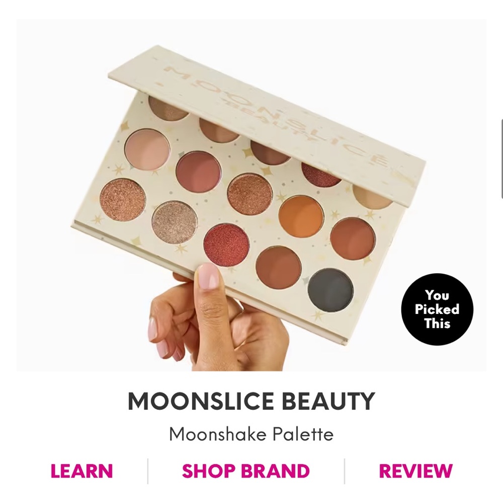 NWT MOONSLICE BEAUTY Eyeshadow Palette with Mirror - Neutral & Earth